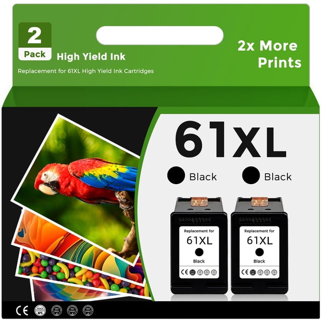 Cartucho de tinta Relcolor 61XL negro de repuesto para HP, paquete de 2