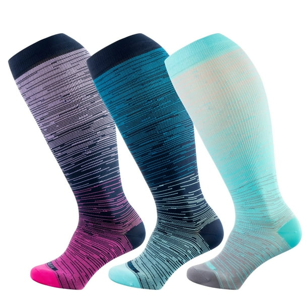 Calcetines de compresión LEVSOX, anchos para pantorrillas, extra grandes, 15-20 mmHg