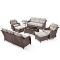 thumbnail image 2 of PARKWELL 8 Pieces Outdoor Patio Furniture Set,Luxury 6" Thick Conversation Set with Swivel Glider Chairs,All-Weather Seating Furniture Set for Backyard Deck, Brown/Beige, 2 of 16