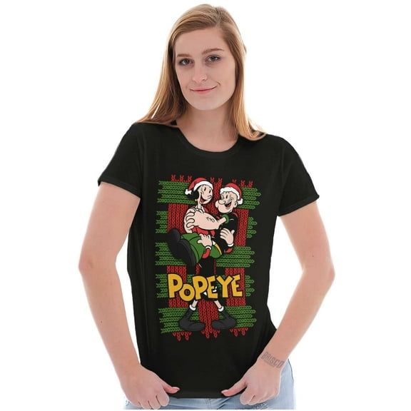 Popeye Olive Oyl Ugly Christmas Women's T Shirt Ladies Tee Brisco Brands S