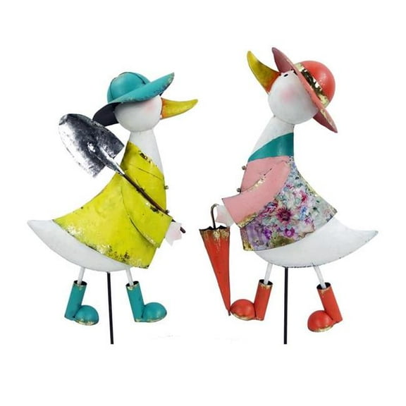 Alpine 8108648 21 in. Metal Duck Outdoor Garden Stake, Assorted Color - Pack of 6