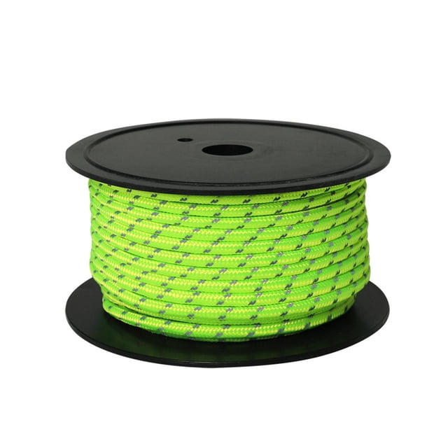Guirlandes de Tente Réfléchissantes 30 m 6 mm, Corde Multifonction Phosphorescente pour la Randonnée Vert Fluorescent