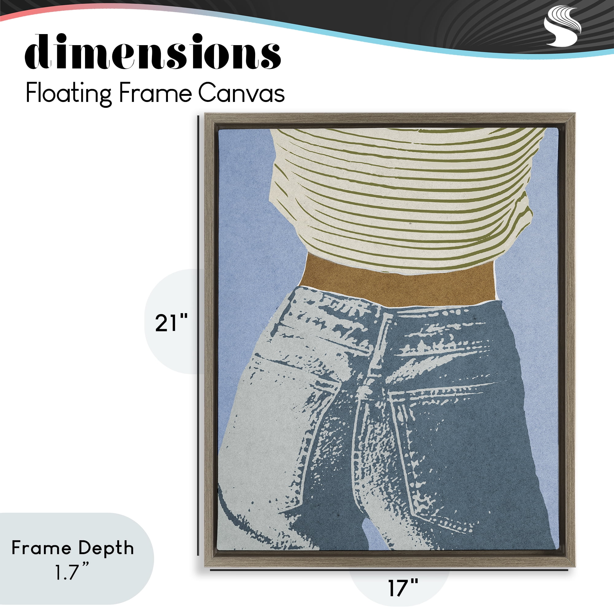 Stupell Industries Vintage Jeans & Tee Brown Framed Floater Canvas Wall Art, design by Victoria Barnes