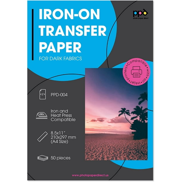PPD Inkjet PREMIUM IronOn Dark T Shirt Transfers Paper LTR 8.5x11" pack of 50 Sheets (PPD00450