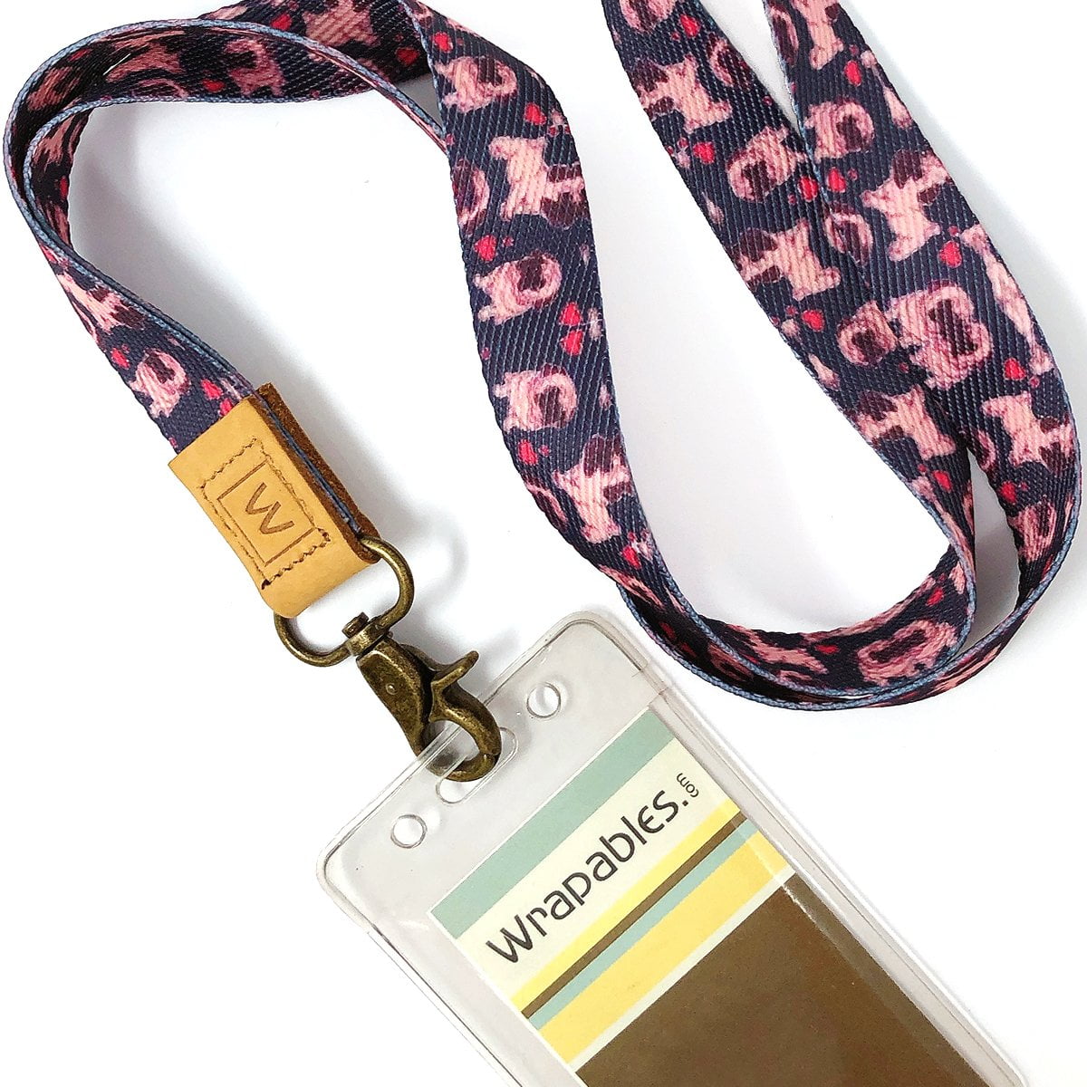 Wrapables Lanyard Keychain and ID Badge Holder, Pink Kitty 