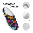 thumbnail image 5 of Daiia Colorful Dinosaur Print Women’s Fuzzy Slippers Memory Foam Lightweight House Shoes Cozy Loafer Flannel House Shoes-35/36, 5 of 7
