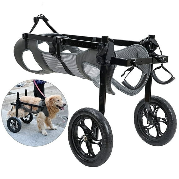 BECROWM Dog Wheelchair for Back Legs Large Dog&Cat&Pets Wheelchair Cart with Disabled Hind Legs Walking Adjustable Doggy Wheelchairs Cart with Wheels for Back Legs (Gray, XXL)