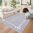 thumbnail image 1 of Nanan 5'x7' Scalloped Bow Border Area Rug, Modern Solid Washable Rug with Non Slip TPR Backing, Stain Resistant Low Pile Indoor Carpet Mat for Bedroom Hallway Nursery Decor, Grey, 1 of 7