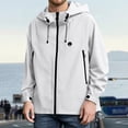 thumbnail image 2 of Mens Lightweight Waterproof Jacket Windproof Rain Hooded Hiking Jackets Color: White Size: L, 2 of 4