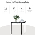 thumbnail image 4 of Outsunny Half Round Side Table, Rattan Coffee Table with Metal Frame Black, 4 of 10