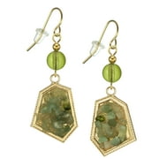 Beautiful Abstract Olive Green Stone Chip Dangle Earrings  Hypoallergenic Earwires