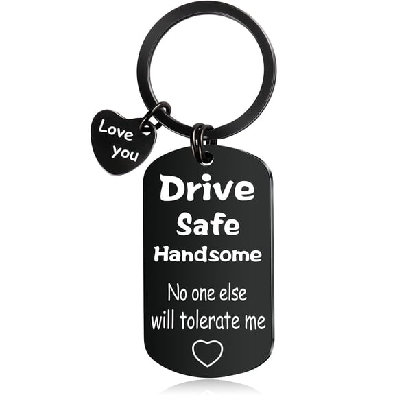 Fathers Day Drive Safe Keychain for Him Men Boyfriend Husband Gifts Birthday Valentine’s Day Anniversary Christmas Couple Gift
