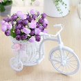 thumbnail image 1 of Soporte para plantas con flores artificiales para bicicleta, macetero nostálgico para jardín, decoración para el hogar y bodas (morado), 1 of 4