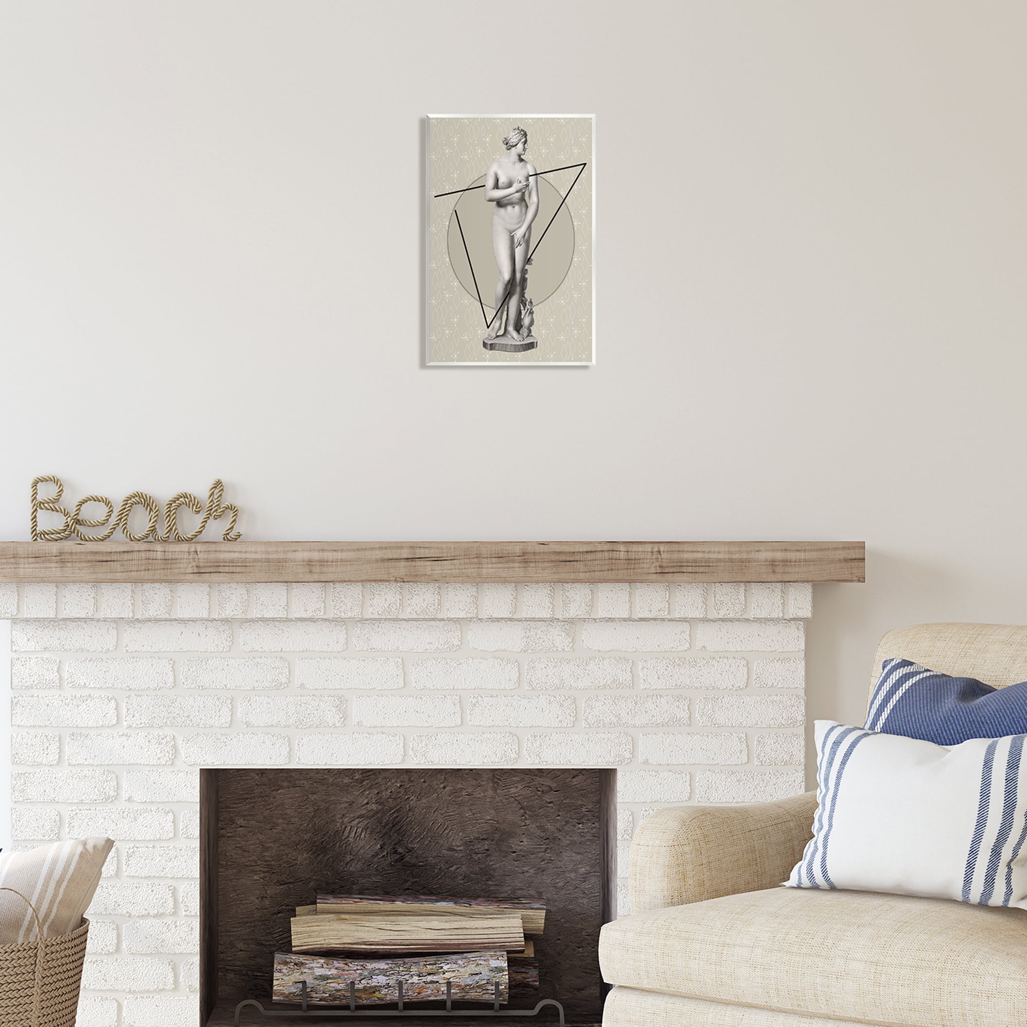 Stupell Industries Classic Statue on Geometric Abstract Painting Unframed Art Print Wall Art, 10 x 15
