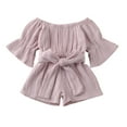 thumbnail image 3 of EYIIYE Toddler Girls Off Shoulder Playsuit Flared Sleeves Wide Leg Jumpsuit, 3 of 10