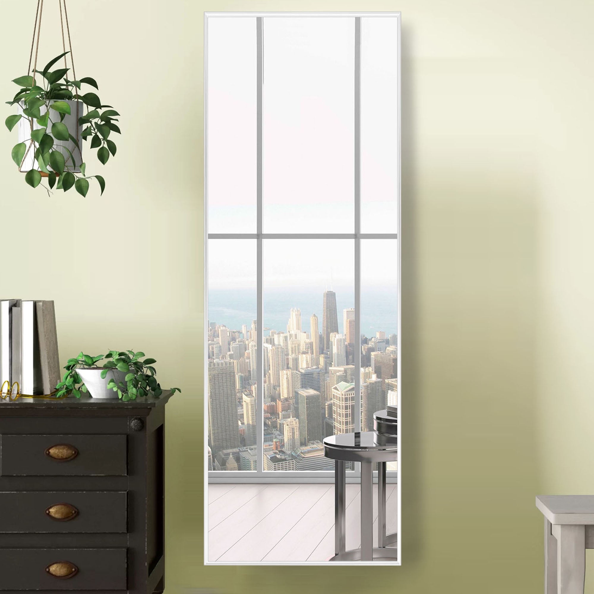 19 in x 58 in White Modern Floor Mirror