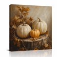thumbnail image 3 of Canvas Wall Art Thanksgiving Pumpkin Canvas Art Print Fall Country Farmhouse Vintage Maple Leaf Pictures Wall Decor for Living Room Bedroom Artwork Decorations Stretched Framed Ready to Hang 8"x8", 3 of 9