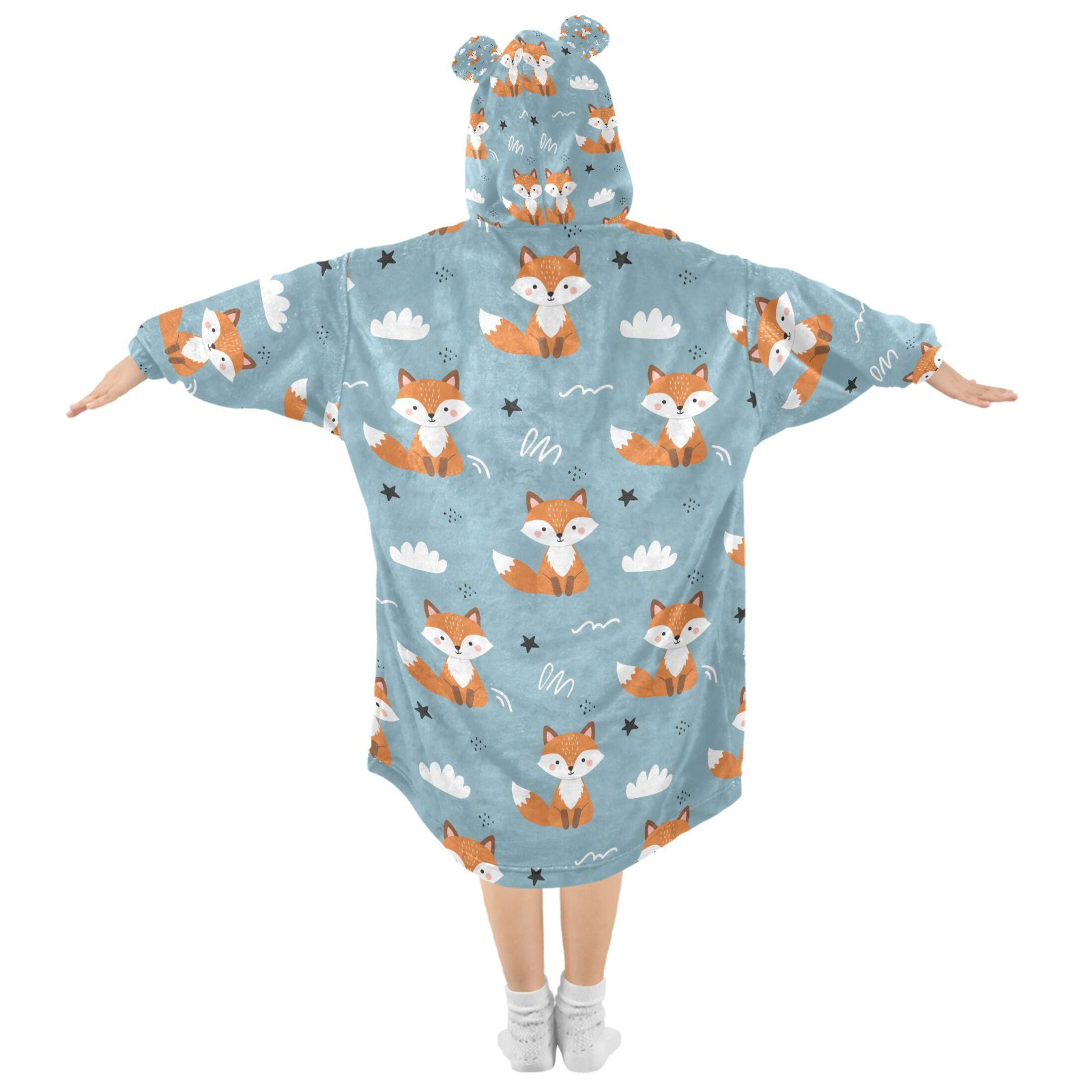 joogoo Wearable Blanket Cartoon Fox Hoodie for Oversized Sherpa Hooded 3-14 YR M