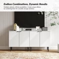 thumbnail image 3 of Tina's Home 35" Tall White 2-Door Accent Cabinet with Linear Groove Design, Wood Legs, Storage Cabinet for Bedroom, Living Room, Bathroom or Entryway, 3 of 8