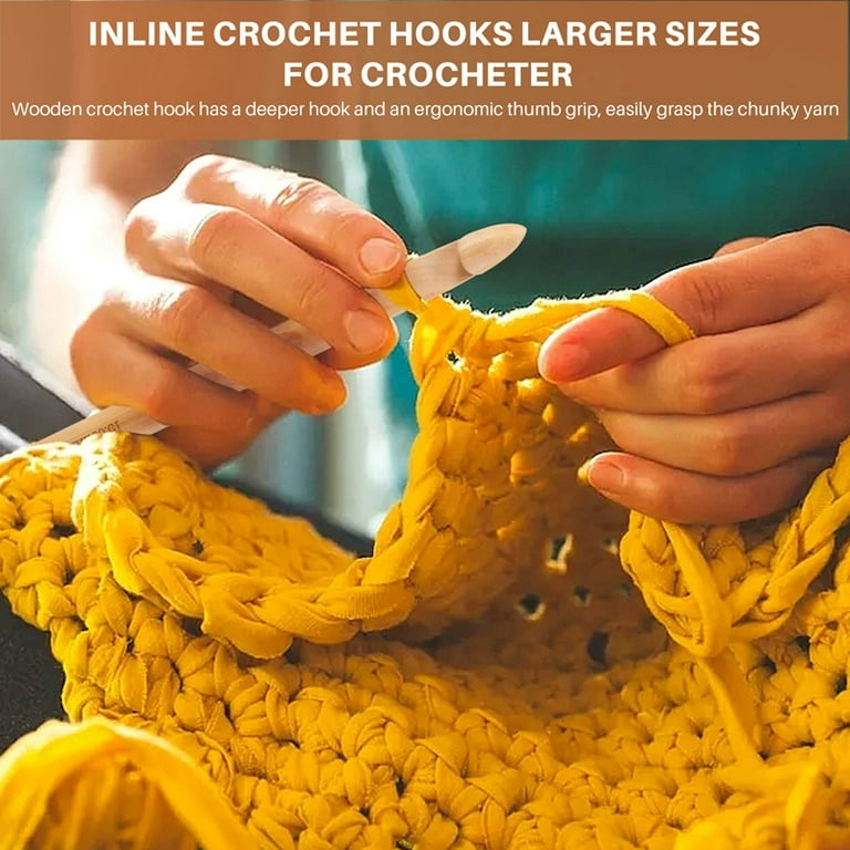 Large Crochet Hooks 15mm 20mm 25mm Wooden Bamboo Crochet Hook Set for Super Chunky Giant Huge Sturdy Bulky Jumbo Crochet Hook Knitting Needles 