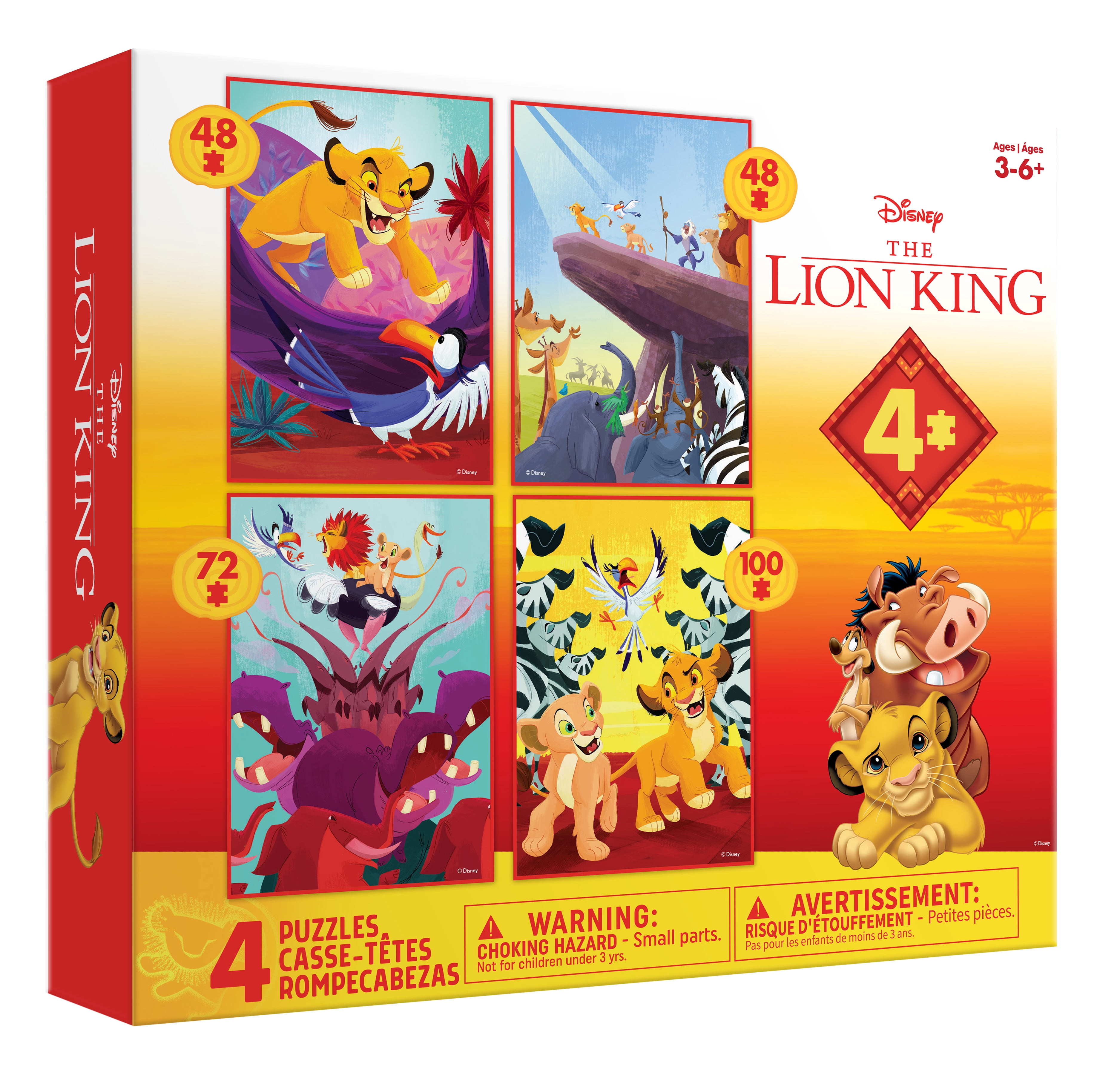 Ceaco Lion King Kids 4-in-1 Multipack Interlocking Jigsaw Puzzles for Children Ages 6+