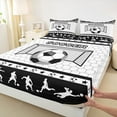 thumbnail image 3 of Manfei Soccer Print Bed Sheets 4 Pieces for Boys Girls, Football Sport King Sheets, Geometry Honeycomb Sheet Set, Microfiber Room Decor, 3 of 7