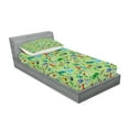 thumbnail image 2 of Ambesonne Fishing Theme Fitted Sheet & Pillow Sham Set, Angling and Camping, Twin, Pastel Green Multicolor, 2 of 2