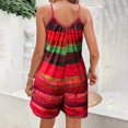 thumbnail image 2 of MORTTIC Women's Off-Shoulder Pockets Sleeveless Loose Jumpsuit Breathable Summer Beach Romper for Vacation Red，S, 2 of 5