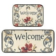 thumbnail image 2 of Floral Edging Beige Kitchen Mat Set of 2 Cushioned Non Slip Rugs for Bedroom Floor Runner Mats, 2 of 7