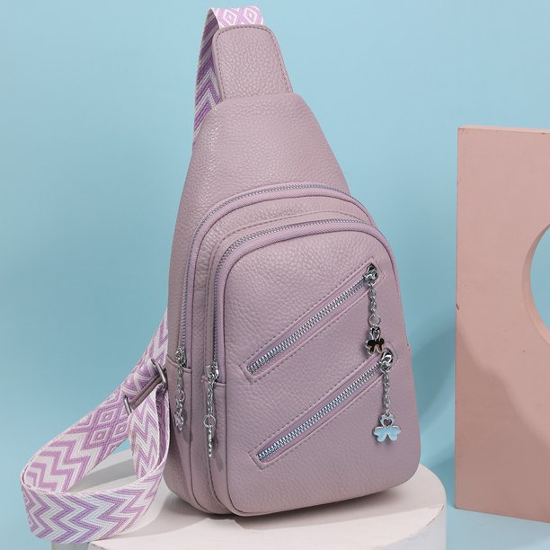 Bolsa De Pecho Bolso De Pecho Bolso de pecho para mujer, bolso cruzado de moda de cuero PU, riñonera, riñonera (púrpura)