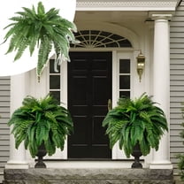 ZULAR UV Resistant Lifelike Artificial Boston Fern for Outdoors - Extra Large Faux Ferns Fake Plants,All-Weather Outdoor Planter Decor for Garden,Patio,Porch (1Pcs - 28Leaves)