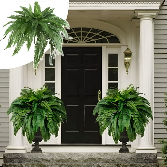 ZULAR UV Resistant Lifelike Artificial Boston Fern for Outdoors - Extra Large Faux Ferns Fake Plants,All-Weather Outdoor Planter Decor for Garden,Patio,Porch (1Pcs - 28Leaves)
