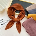 thumbnail image 6 of Yesbay Women Square Scarf Plain Color Wavy Edge Pleated Neck Wear Temperament Thin Silky Crinkled Scarf for Office, 6 of 7