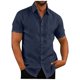 thumbnail image 1 of Men's Spring Summer Casual Solid Color Cotton Loose Lapel Short Sleeve Men's Shirt Men's Tops M, 1 of 4
