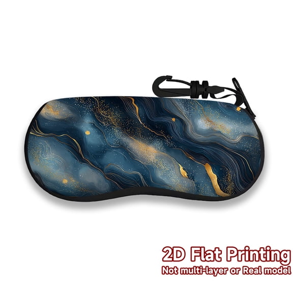 Golden Cosmic Waves Pattern Glasses Case Neoprene Lightweight Soft Shell Padded Protection Zip Closure Portable Travel Accessory