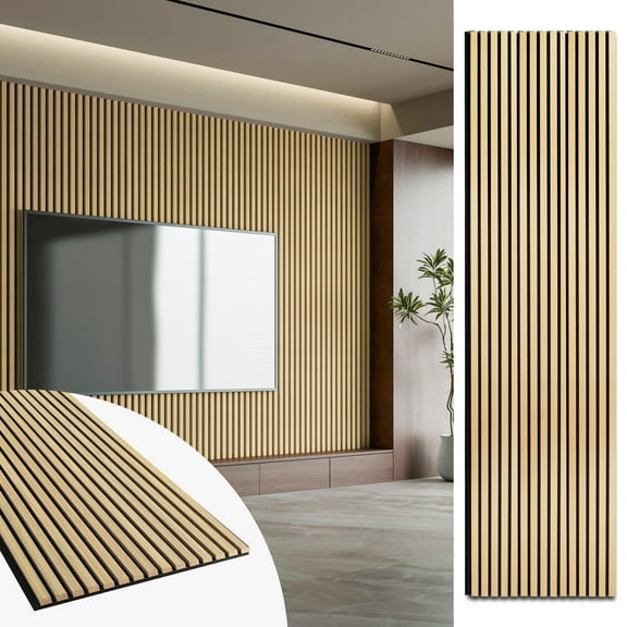 Art3dwallpanel 2PCS 95.7''x24'' Wood Slat Acoustic Panels, MDF 3D Decorative Wall Paneling,Oak,31.9 sq.ft.