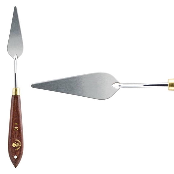Creative Mark Stainless Steel Palette Knife Painting Tools - Paint Palette with Wooden Handle - Variety of Shapes and Sizes - 19T, 2-3/4 in