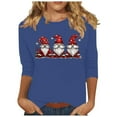 thumbnail image 3 of BiZtdJrK Sales Today Womens Gnomes Printed Christmas Shirts Casual Round Neck 3/4 Sleeve Shirts 2024 Fall Fashion Pullover Tops Blue XXL, 3 of 5