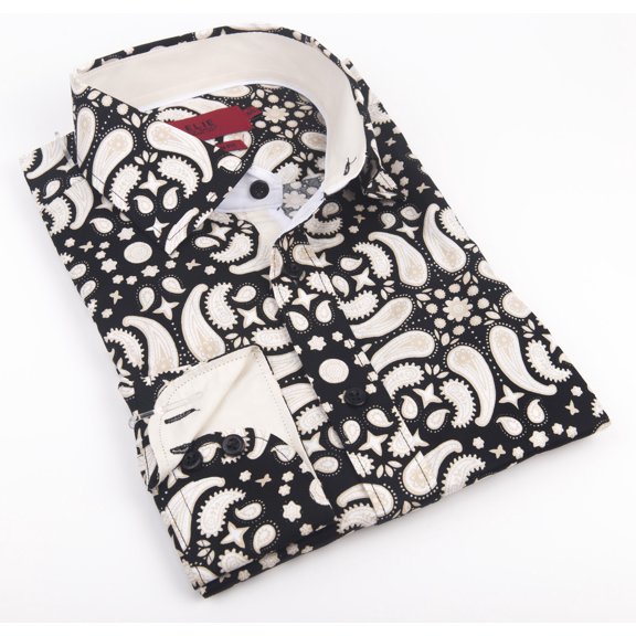Elie Balleh Black Paisley Boys Button Down Shirt