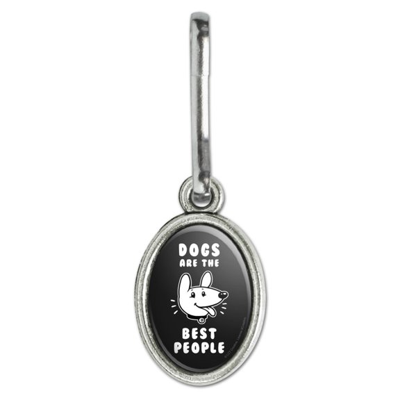 Dogs are the Best People Funny Humor Antiqued Oval Charm Clothes Purse Suitcase Backpack Zipper Pull Aid