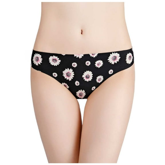 Bigersell Womens Plus Size Underwear Clearance Seamless Underwear Women Boyshort Thongs Panty Style P-1020 Cotton Plus Size Panties Thong Bikini Briefs Mid Waist Women Cheeky Panties Black L