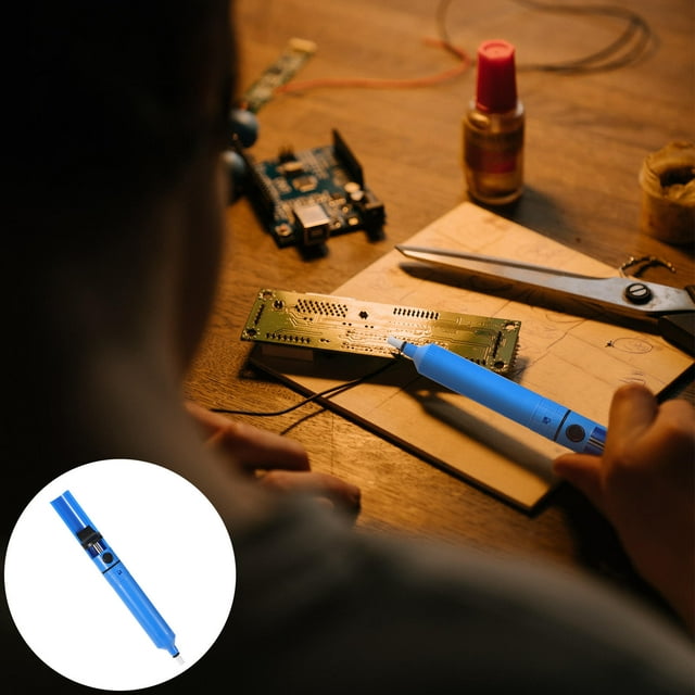 RUNROTOO 2Pcs Durable Blue Desoldering Vacuum Pump Solder Removal Tool for Efficient Soldering
