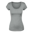 thumbnail image 2 of Emmalise Women's Short Sleeve Tshirt Scoop Neck Tee Value Set (3Pk, Olive, Deep Jungle, Hth Gry, Small), 2 of 5