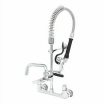 T&S Brass - Equip Mini-PRU: 8'' Wall Mount Faucet, 5SV, 6'' Swing Nozzle, Lever Handles, Wall Bracket