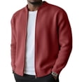 thumbnail image 3 of Mens Full Zip Cardigan Sweater Casual Mock Neck Ribbed Knitted Winter Chunky Sweaters, M, 3 of 7