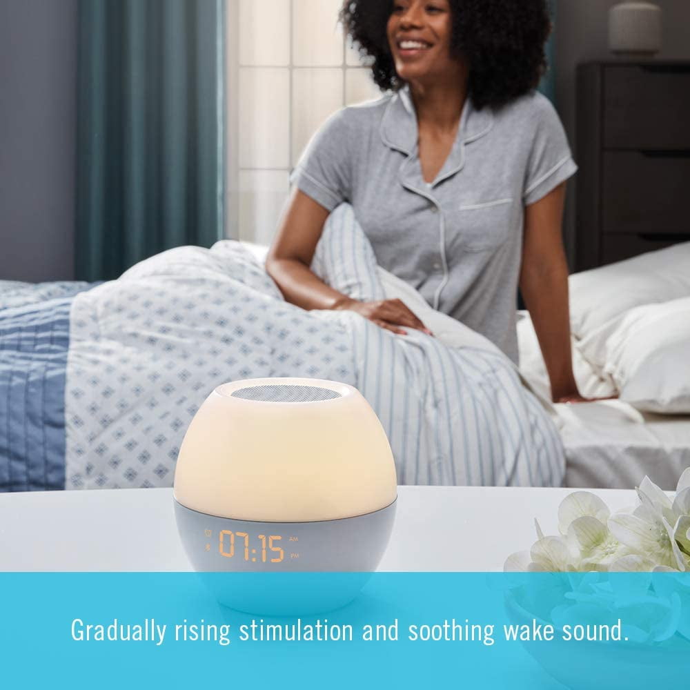 Homedics Sunrise Sound Spa, Sound Mixer Sound Machine and White Noise Machine with a Sunrise Alarm Clock, Bluetooth Speaker, Night Light with 7 Colors and Auto-Shut Off for Infants and Adults