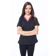 thumbnail image 4 of Dagacci Natural Stretch Contrast V-Neck Set (Black,XS), 4 of 5