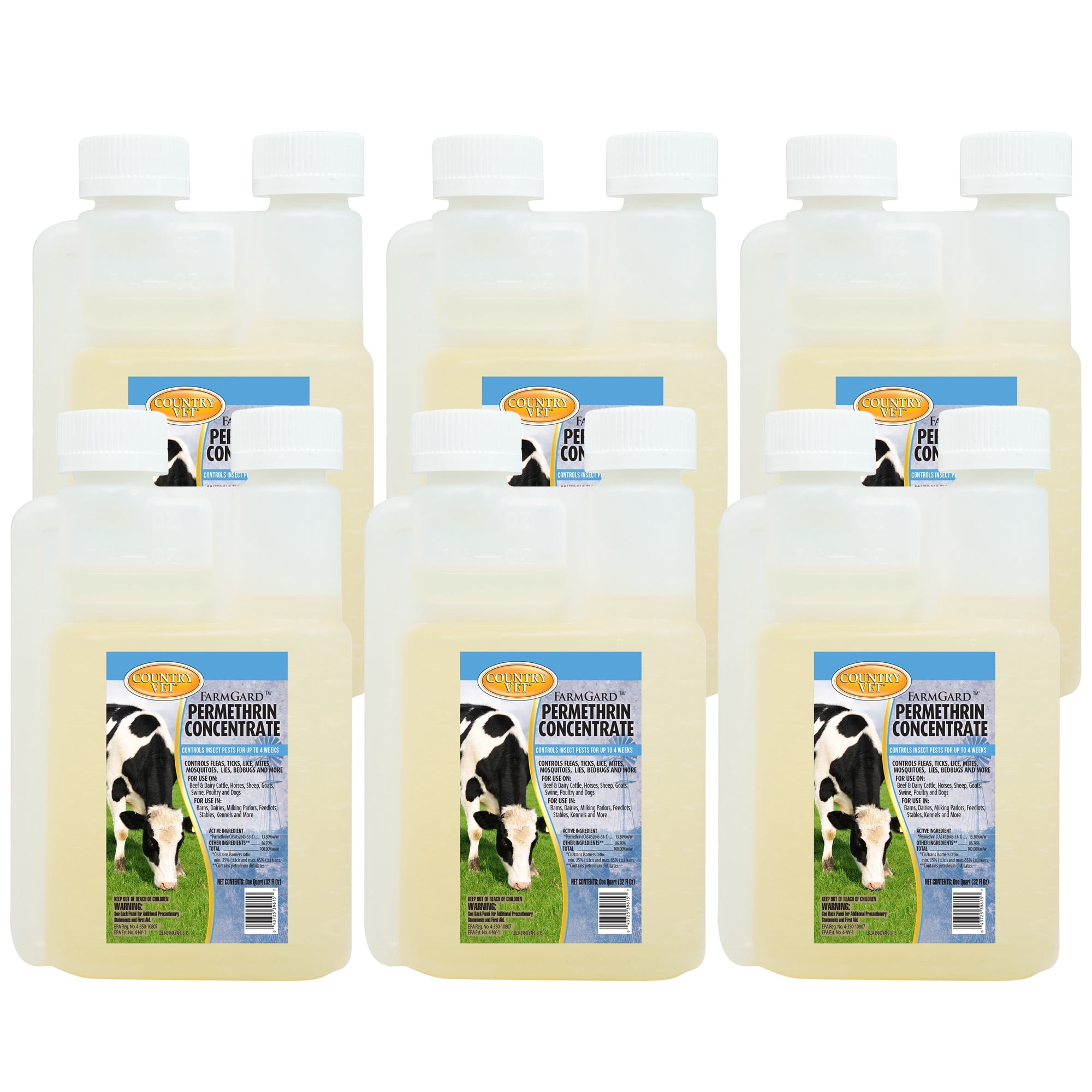 Country Vet FarmGard Permethrin Concentrate - 32 oz (Case of 6) 343961CVA - Gets Rid of Flies, Mosquitoes, Silverfish, Cockroaches, Fleas, Millipedes, Gnats,vTicks, Lice, Spiders