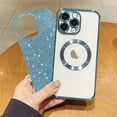 thumbnail image 2 of for iPhone 14 Pro Max Case Compatible with MagSafe, Cute Glitter Shockproof Magnetic Phone Case with Wireless Charging Support and Protection, Blue, 2 of 14