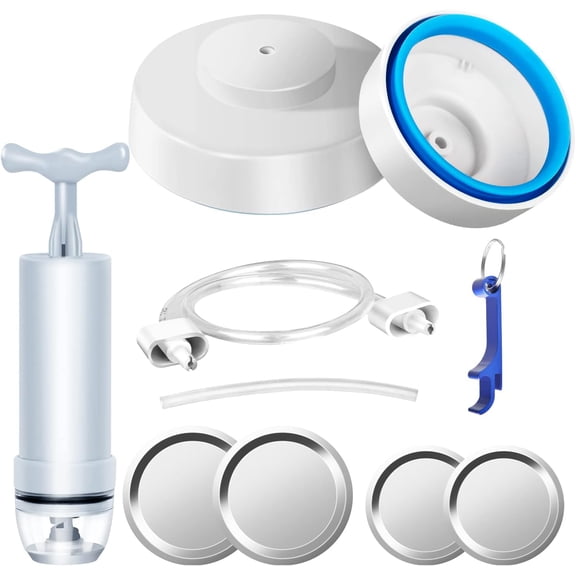 Mason Jar Vacuum Sealer Kit with Accessory Hose for Wide and Regular Mouth Jars, Manual Portable Vacuum Pump and Lid Opener